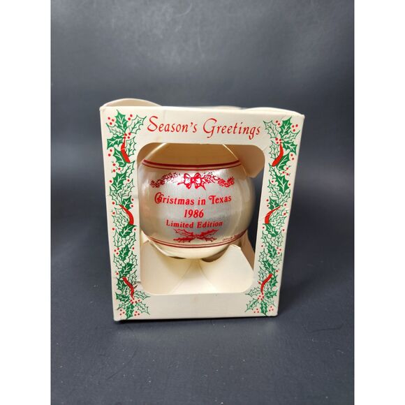 Vintage Texas Christmas Ornament Collectible 1986 Satin Ball OFFICIAL in Box - Picture 7 of 8
